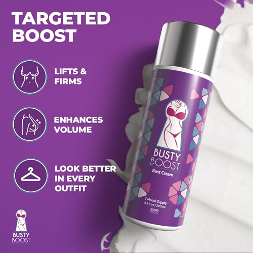 Busty Boost Breast Enhancement Cream ? Natural Firming & Lifting Cream for Fuller, Firmer Breasts ? Infused with Maca Root, Wild Yam, Guggul Resin & Gotu Kola ? Made in the USA ? (2 Month Supply)