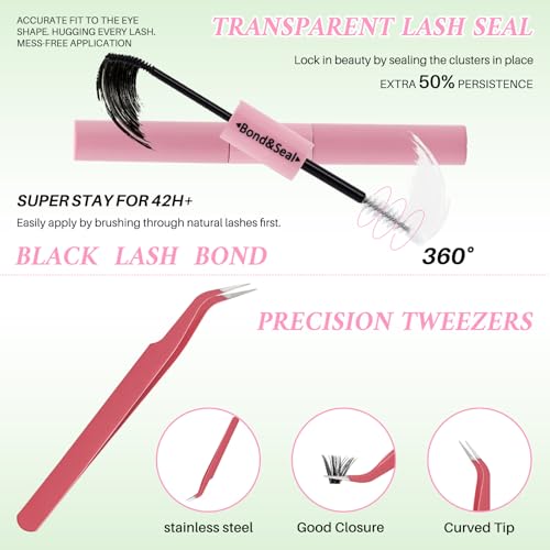 Lash Clusters Kit 640pcs - DIY Eyelash Extensions with Bond & Seal
