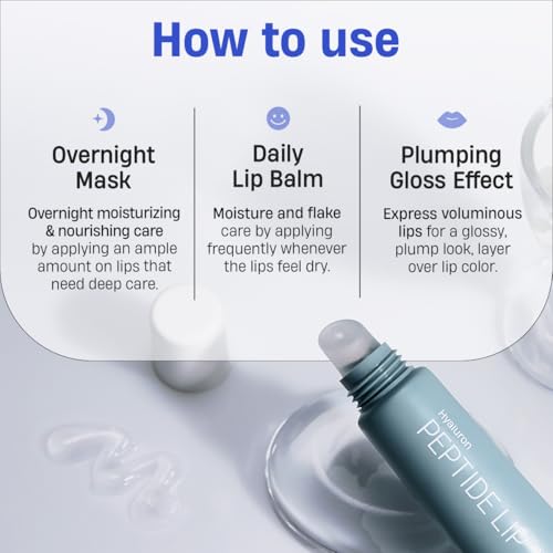 DERMATORY Hyalluron Peptide Volume Lip Mask Balm - Hydrating & Moisturizing Lip Mask for Day & Night Care (10ml)