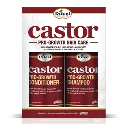 Difeel 2PC Castor Pro-Growth Shampoo & Conditoner Gift Box- Includes 33.8oz. Shampoo and Conditioner
