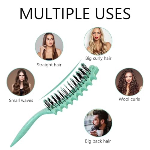 Vented Hair Brush for Curly Hair, Curl Defining Brush, Curl Define Styling Brush, Defined Curls Detangling and Styling Hairbrush for Women to Reduce Pulling and Curl Separation (Green)