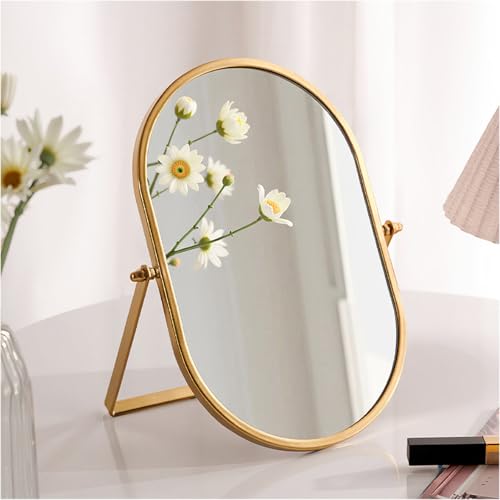 Tabletop Mirrors Makeup Mirror Portable Vanity with Metal Frame Desk Table Mirror with 180¡ÆAdjust Dressing Room Rotate Good for Bedroom Bathroom