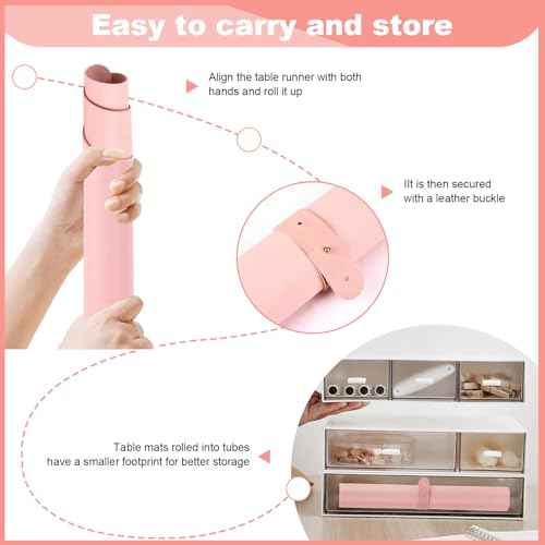 Foldable Nail Art Table Mat, Waterproof PU Leather Desk Mat for Manicure, Non-Slip Protective Pad for Nail Tech Salon Home, Portable and Easy Clean (Pink, 60x30cm)
