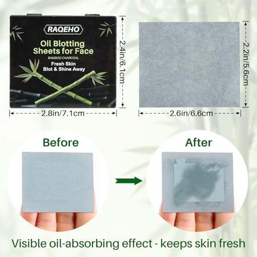 Oil Blotting Sheets 200pc with Mirror & Puff - Bamboo Charcoal