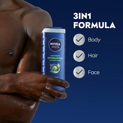 NIVEA MEN Maximum Hydration 3-in-1 Body Wash, 3 x 16.9 FL OZ