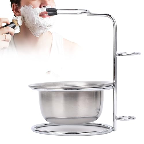 Shaving Set, Metal Shaving Brush Holder, Stainless Steel Shaver Soap Bowl Set for Man, Husband, Father, Valentine's Day