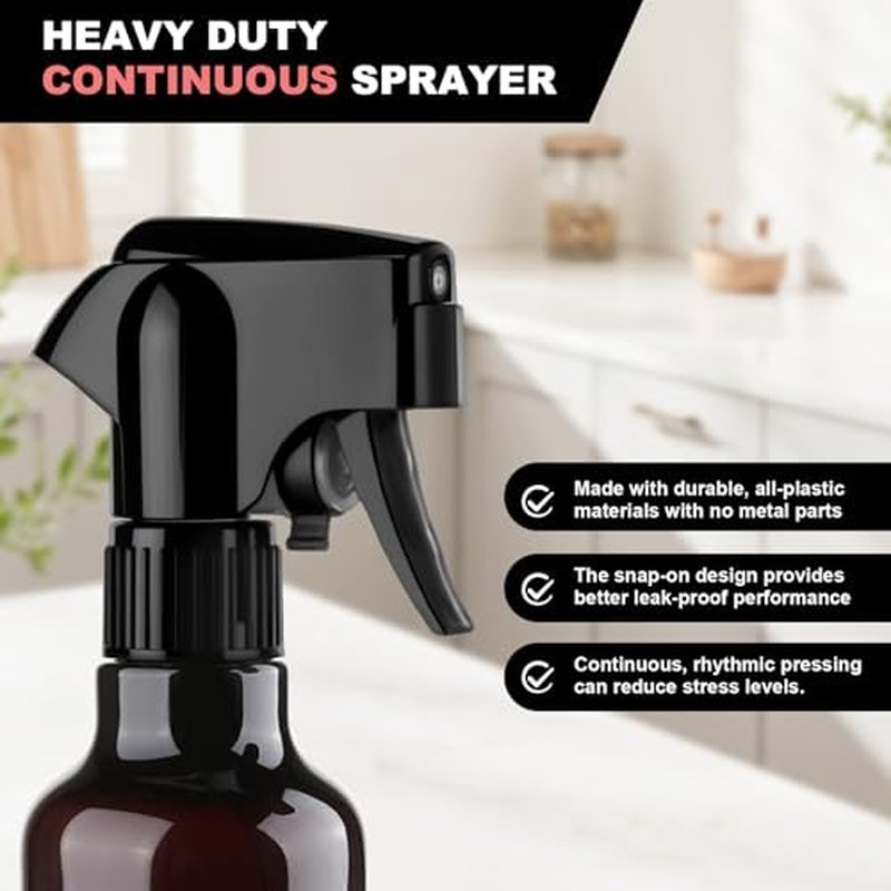12oz Continuous Spray Bottles | Heavy Duty Mister for Hair, Plants & Cleaning (2-Pack)