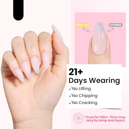 Beetles HEMA-Free Hard Gel for Nails - Clear & Jelly Pink, 2 Pcs with Nail Brush