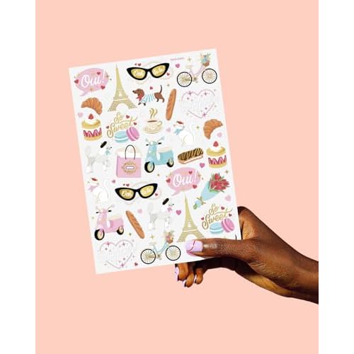 xo, Fetti Paris Themed Party Temporary Tattoos - 61 Foil Styles | Parisian Birthday Decorations, Ooh La La Party Accessory, Eiffel Tower Theme Favor, Cute Macaron Gift + Pink Party Supplies