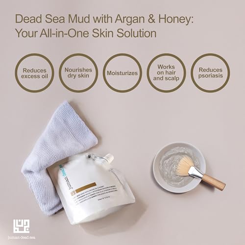 JUMAN Dead Sea Minerals 3-in-1 Mud Mask with Argan Oil and Honey | For Body, Face & Scalp | Dead Sea Mud Mask | Free from Sulphates & Parabens | Vegan | Cleanse & Nourishes