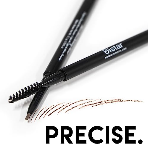 Sistar Micro Brow Defining Pencil Stylist Waterproof Eyebrow Pencil, Ultra Fine Double Ended Fill and Shape (Dark Chocolate)