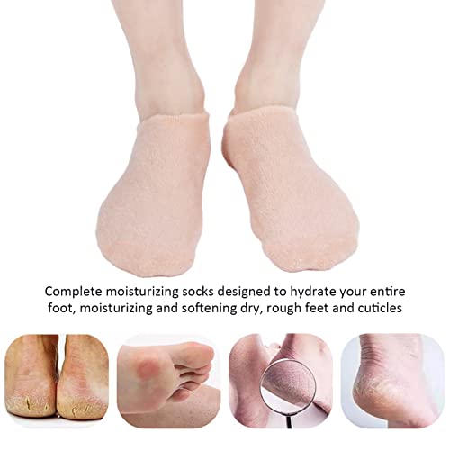 2pcs Moisturizing Socks, Foot Spa Gel Silicone Socks for Women, Extra Soft Gel Socks Gel Spa Socks for Dry Cracked Feet for Home, Repairing Rough Skin Essential Oil Gel Layer