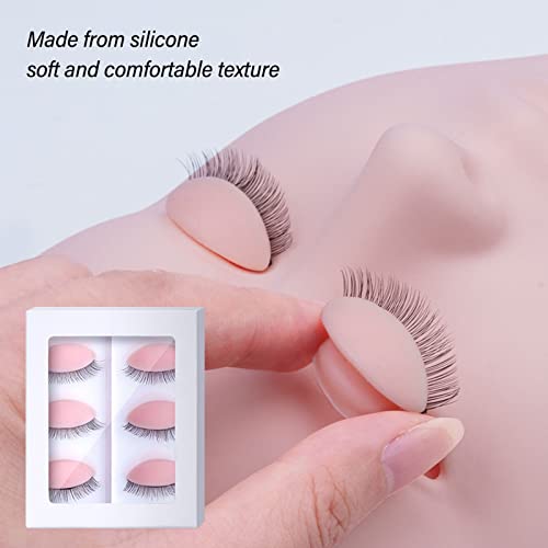 3 Pairs Silicone Eyelid Practice Heads with Double Lashes