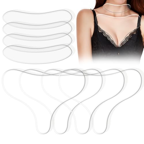 8 Pack Silicone Chest Wrinkle Pad, Reusable Anti Wrinkle Chest Patches for Overnight & Side Sleeping Including 4 Pcs Silicone Neck Patches for Wrinkles