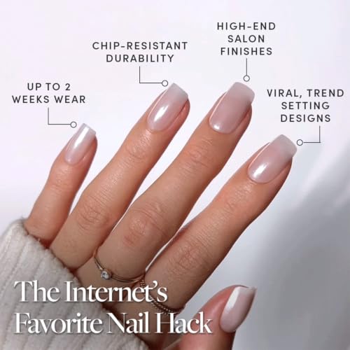 Glamnetic Bailey Press On Nails Medium Square Glazed Fake Nails - 30 Pc Kit