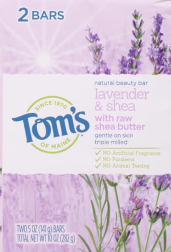 Tom's of Maine Natural Beauty Bar Soap, Lavender & Shea With Raw Shea Butter, 5 oz. 2-Pack