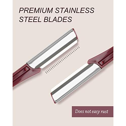 MoHern Multipurpose Eyebrow & Face Razor - 20 Pcs Dermaplane Razor, Face Shaver for Women and Men (Red)