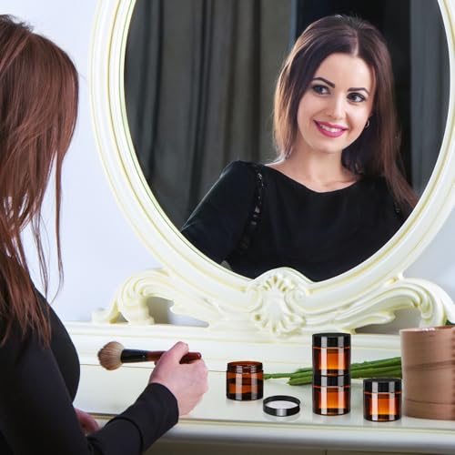 Tanlade 100 Pcs 2 oz Amber Cosmetic Jars - Leakproof Storage