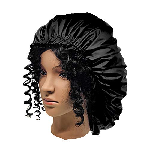 ELEBOX Premium Super Jumbo Waterproof Shower Cap for Long Hair - Black