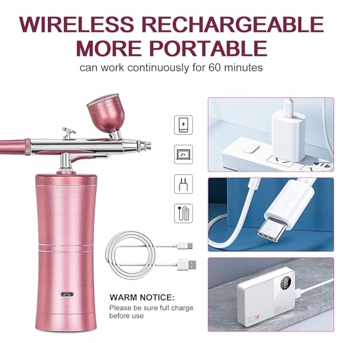 Cordless Airbrush Kit with Rechargeable Compressor for Nails