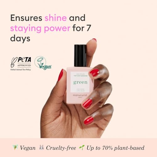 Manucurist Green Sunshine Gel Effect Top Coat - Vegan Nail Polish 15ml