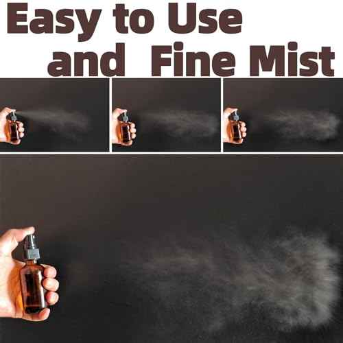 4 PACK 2 oz Amber Small Glass Spray Bottles, Empty Spray Bottle for Hair, Plants, Perfume - Fine Mist, 2oz Mini Spray Bottle