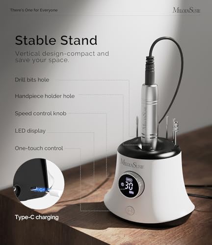 Cordless Nail Drill with LED Display | 30,000 RPM, Rechargeable, 8-12h Runtime