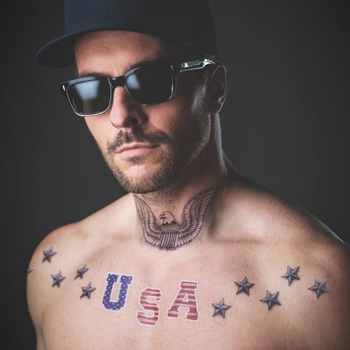 USA Temporary Face Tattoos - 2 Pack Patriotic Design