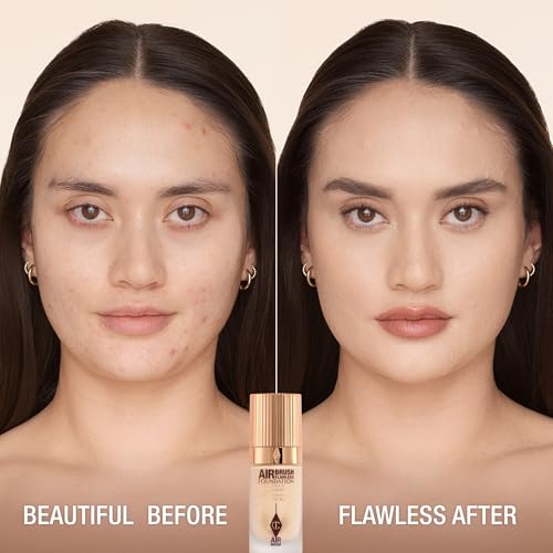 Charlotte Tilbury Airbrush Flawless Matte Foundation - Full Coverage Liquid Makeup with a Natural-Matte Finish - Smoothes & Blurs Pores - Waterproof & Transfer Resistant - 10 Neutral