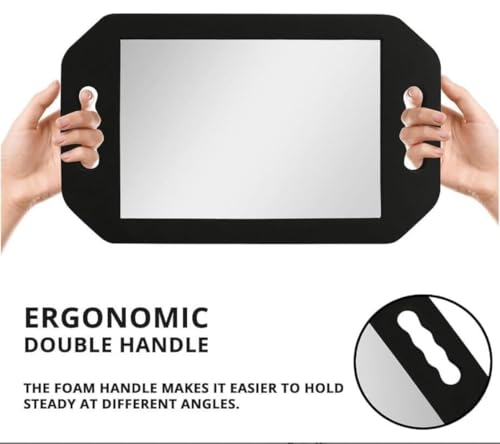 Black Rectangle Double Handle Large Handheld Mirror for Salon & Barber, 16.14x9.84 inch - 1 Pack