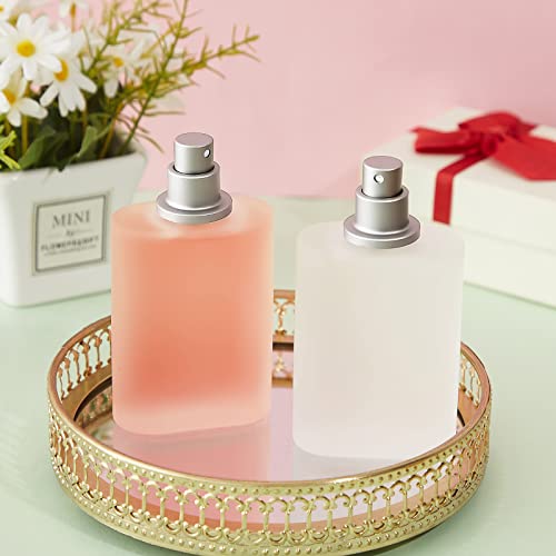 Tessco for you 12 Pcs 100ml / 3.4 Ounces Frosted Glass Bottle Perfume Atomizer Refillable Spray Empty Perfume Dispenser Fine Mist Atomizer Cosmetic Container for Travel Men Women(Silver Gray)