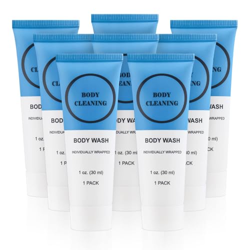 Travel Size Body Wash, Individually Wrapped Bulk 1 oz/30 ml Mini Shower Gel Set Trial Sample Small Single Use Toiletries Amenities Kit for Men & Women for Hotel/Camping/Vacation/Homeless (10 Pack)