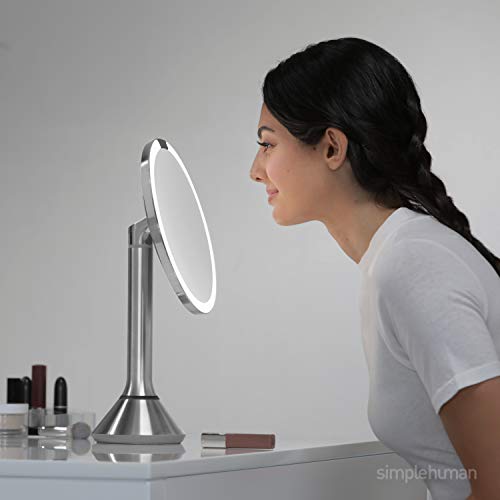simplehuman 8" Round Sensor Makeup Mirror - 5X Magnification, Rechargeable