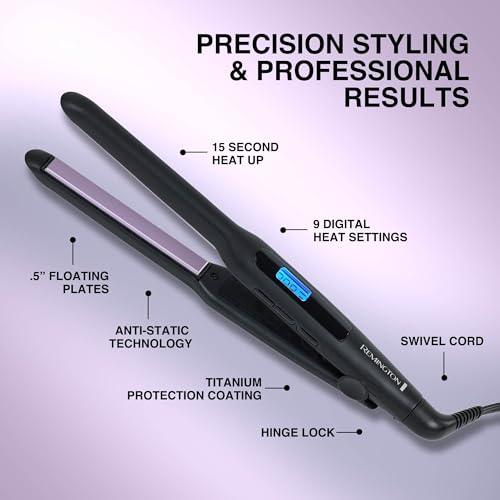 Remington 1/2" Flat Iron Hair Straightener with Anti-Static Technology