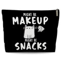 Cat-Themed Makeup Bag — Funny “Might Be Makeup Might Be Snacks” Gift Pouch