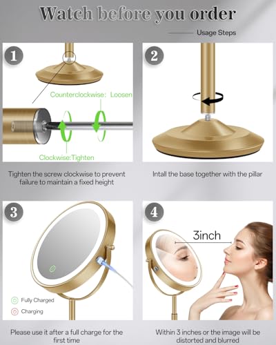 LED Lighted Magnifying Makeup Mirror 30X/1X Magnification