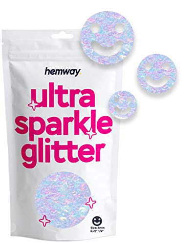 Hemway Ultra Sparkle Glitter - 1/4" 0.25" 6mm - Smiley Face Cosmetic Glitter Shapes for Decoration, Art, Nails, Crafts - Mother of Pearl - 50g