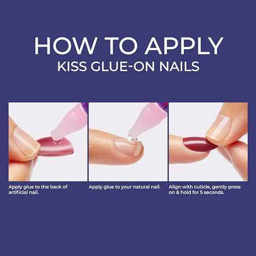 KISS Gel Fantasy, Press On Nails, Nail glue included, 'Chameleon', Blue, Medium Size, Coffin Shape, Includes 28 Nails, 2g glue, 1 Manicure Stick, 1 Mini File