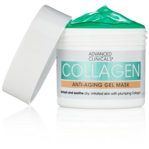 Advanced Clinicals Collagen Anti Aging Gel Mask W/Coconut Oil & Rosewater + Hyaluronic Acid Moisturizing Gel Mask W/Soothing Chamomile 2-Pack Skin Care Set. Hydrating Facial Skincare Mask Bundle