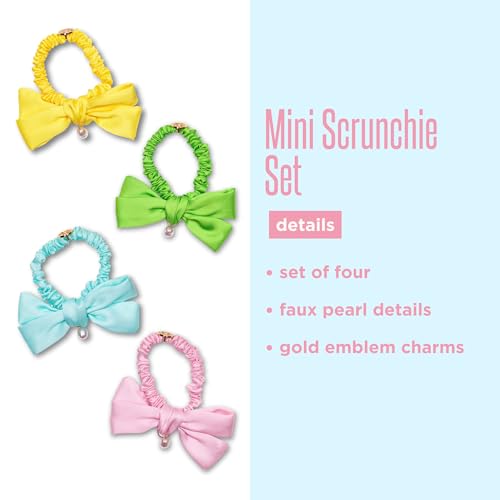 Lilly Pulitzer Mini Scrunchies, 4 Piece Scrunchie Set for Women and Girls, Cute Mini Hair Ties, Hair Bands for Women's Hair (Assorted Solid)