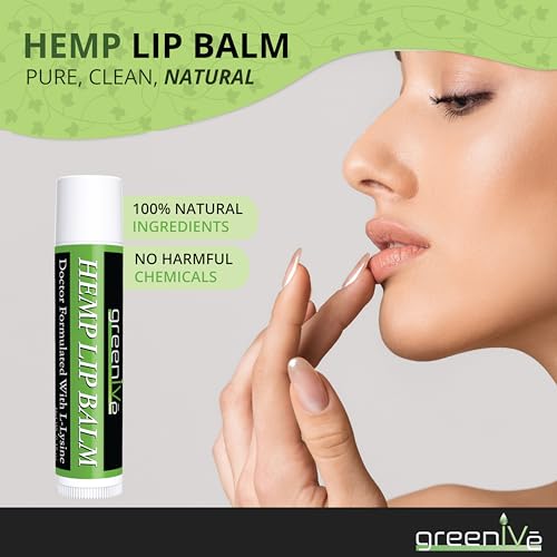 GreenIVe Hemp Lip Balm, Vegan, Omegas 3 & 6, Vitamin E, L-Lysine, Hydrating Handcrafted (1)