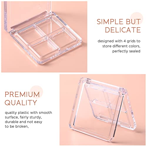 Beaupretty 8 Pieces Empty Eyeshadow Pallet 4 Grids Eye Shadow Lipstick Storage Case Box Clear Makeup DIY Cosmetic Organizer Container