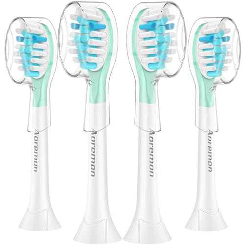 Aoremon Replacement Heads for Sonciare C3: Toothbrush Heads fit for Philips Sonicare 2 Series 3 Series ProtectiveClean DiamondClean FlexCare HealthyWhite 4100 5100 6100 G3 W3 C2 G2 C1, 4 Count,White