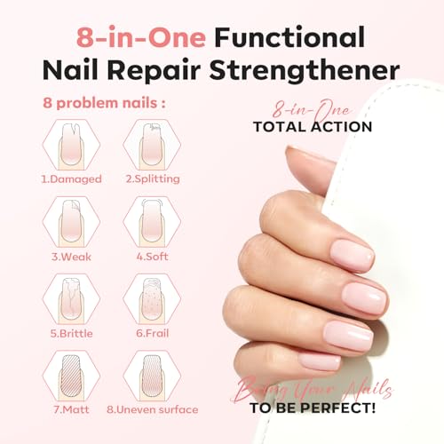 Modelones Milky Pink Nail Strengthener & Growth Polish A3 - Damaged Nails