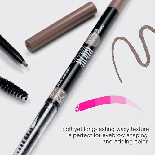 Vivienne Sab? Brow Arcade Eyebrow Pencil ? Micro Definer with Brush for Natural Shaping, Long-Wear Color for Full, Defined Arches, Shade 02 Chocolate Brown, 0.035 oz
