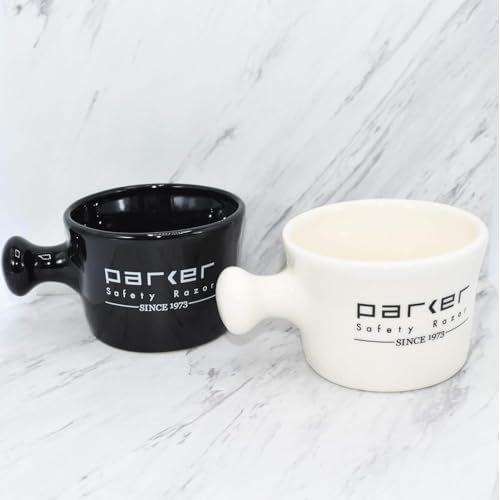 Parker Deluxe Stoneware Apothecary Shaving Mug ? for use with up to 3¡± Shave Soaps and Lathering Shave Creams ? Handmade in The USA (Ivory)