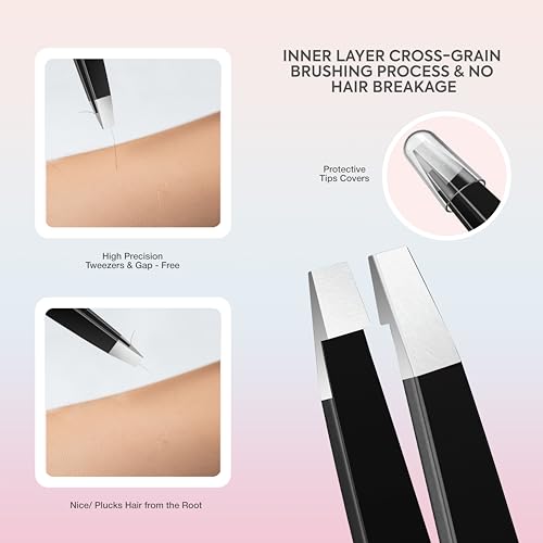 Markhor Black Majesty 4-Piece Tweezer Set for Eyebrows & Hair Removal