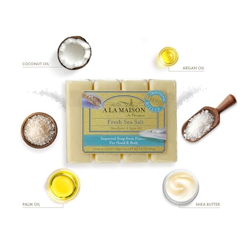 A LA MAISON, Fresh Sea Salt Soap 4Pk, 14 Ounce