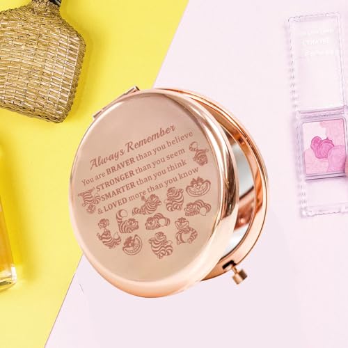 KEYCHIN Alice Cat Pocket Mirror Princess Movie Gifts You are Braver Stronger Smarter Than You Think Alice Cat Compact Mirror Alice Cat Merch (Alice Cat-RG)