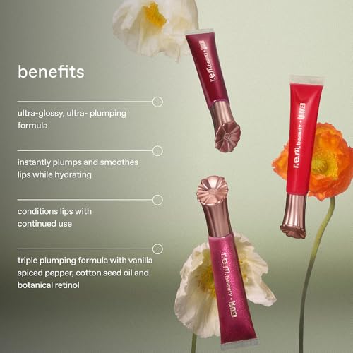 r.e.m. beauty Wicked: For Good | Poppy Plumping Lip Gloss | Instant Plumping Effect for Hydrated, Softer and Smoother Lips | Silky, Non-Sticky Feel | 0.34 Fl Oz